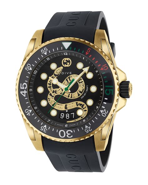 king badger gucci watch price|Gucci Dive 45MM Gold PVD King Snake Dial with Rubber Strap.